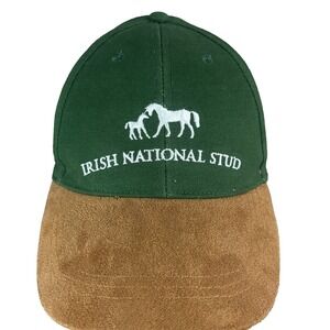 Irish National Stud Thoroughbred Horse Breeder Hat Green Strapback Suede